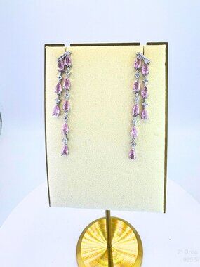 Handmade Pink Tourmaline Drop Earrings 925 Silver Jewelry Making Supply